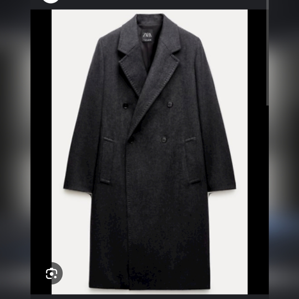 199$ Zara gray masculine double breasted midi coat